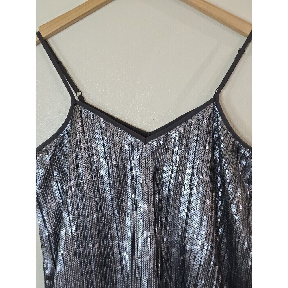 Anthropologie Silver Sequin Camisole Top Size 4 Festival Coachella Party Tank - Picture 4 of 10